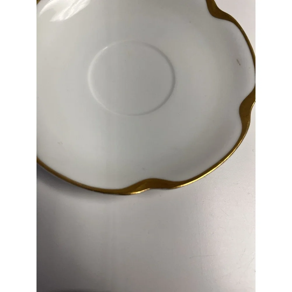 Haviland‎ Limoges Silver Anniversary Flat Cup Saucer Replacement Gold Rim 5 3/8